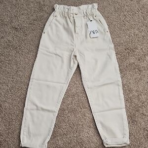 Zara Cream High-Waisted Pants